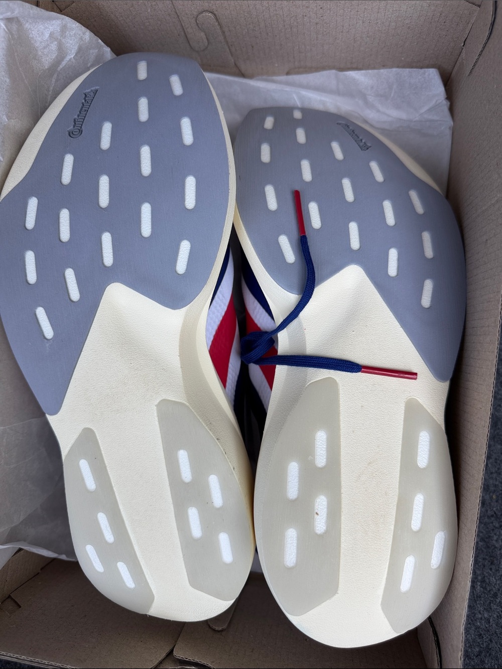 adidas Women White Running Shoes with Blue & Red Stripes - Picture 4 of 4